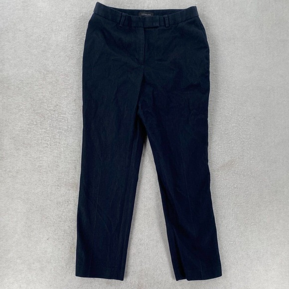 Talbots Womens Pants Womens 8 High Waist Straight Leg Pockets Dark Blue Chambray - Picture 1 of 14